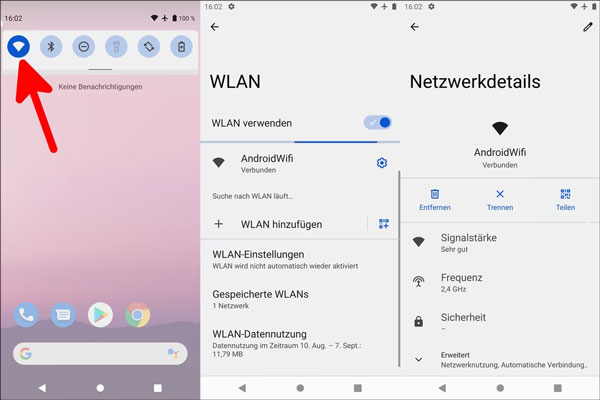 Android WLAN überprüfen