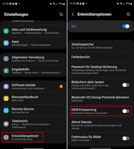 Google-Konto entfernen mit OEM-Entsperrung