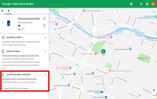 Samsung mit Mein Gerät finden zurücksetzen