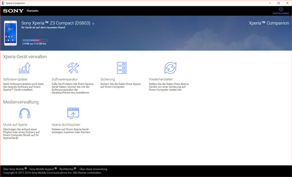 Sony entsperren mit Xperia Companion