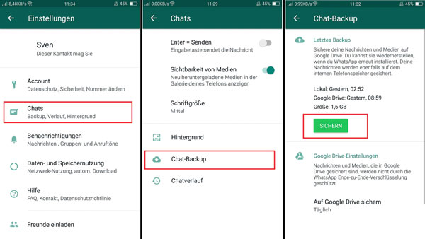 WhatsApp-Backup auf Android erstellen