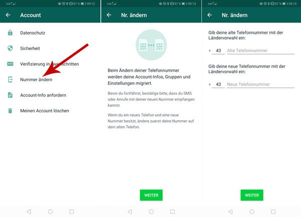 WhatsApp-Telefonnummer ändern