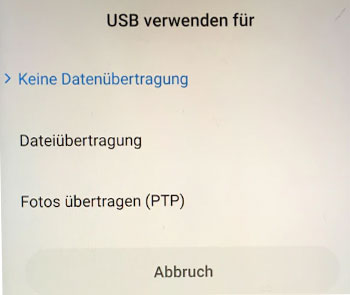 Xiaomi-Dateiübertragung-Modus wählen