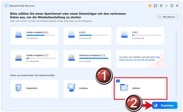 Ordner von Outlook scannen