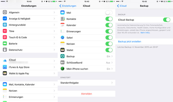 iCloud Backup erstellen