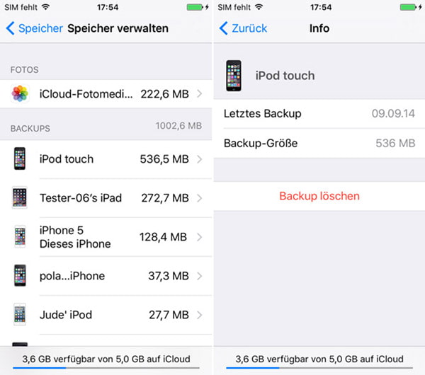 iCloud-Backup löschen