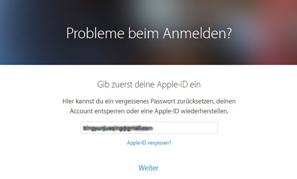 iCloud Passwort zurücksetzen