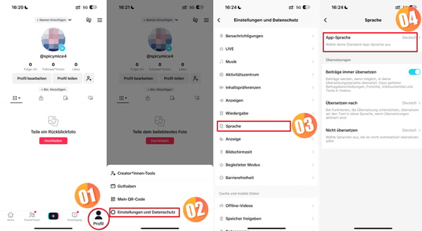 TikTok Spracheinstellung anpassen