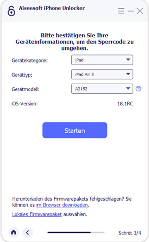 iPad-Geräteinformationen bestätigen