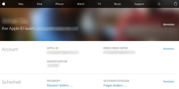 Apple-ID Information anzeigen