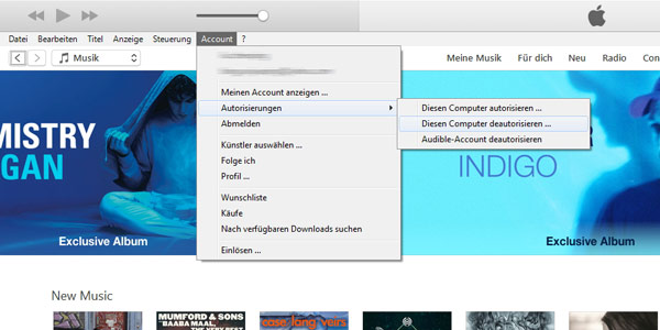 Diesen Computer für iTunes deautorisieren