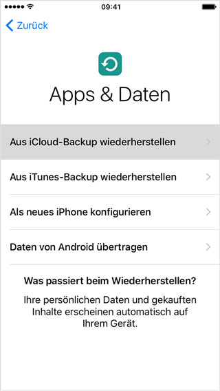 Aus iCloud-Backup wiederherstellen