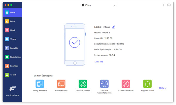 iPhone mit Mac FoneTrans verbinden